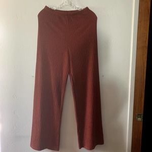 Fashion nova burnt orange knitted flowy wide leg pants size medium